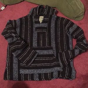 Light blue and Black Drug Rug Baja Sweatshirt